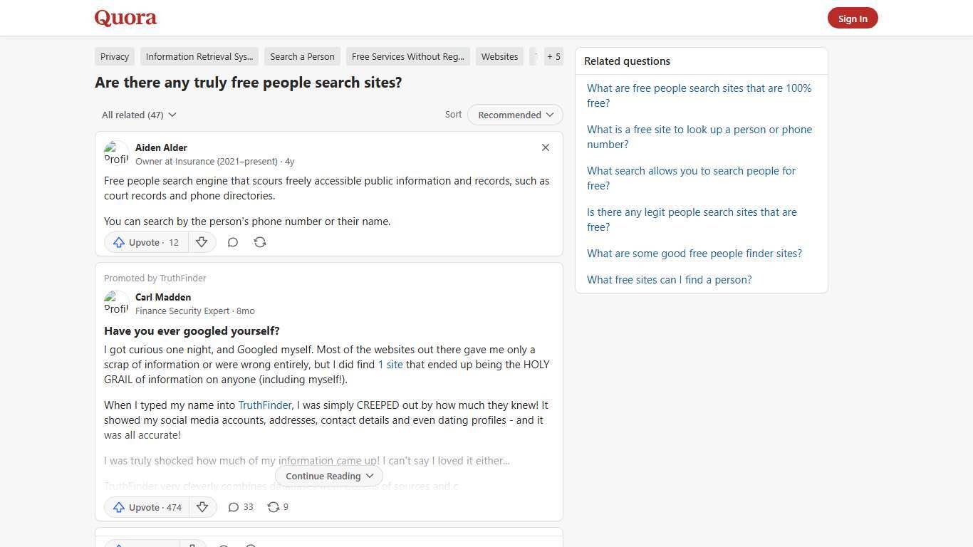 Are there any truly free people search sites? - Quora